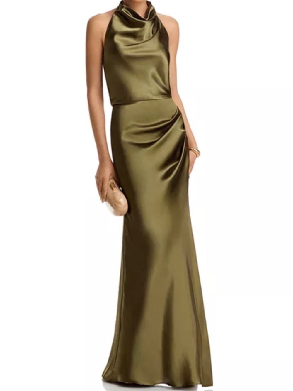 Aqua Draped Halter Gown - Olive Size 4